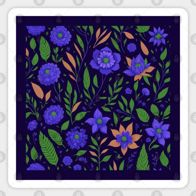 Seamless pattern with flowers and leaves Magnet by webbygfx